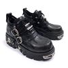 Retro Rock Mroczny Punk Małe Skórzane Buty Metalowe Mężczyźni i Kobiety Z Tą Samą Niszową Platformą Pojedyncze Buty Niskie Podwyższające Duży Nosek Buty