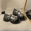 Faionable Thi Heel Heightening Mary Janes JK  Leather oes Spring Autumn New Low Cut Single oes Comfortable Casual