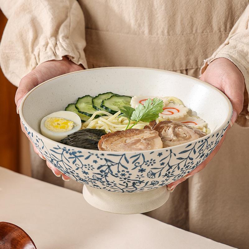 High-Value Japanese Retro Ceramic Ramen Bowl - Large Household Soup & Noodle Bowl