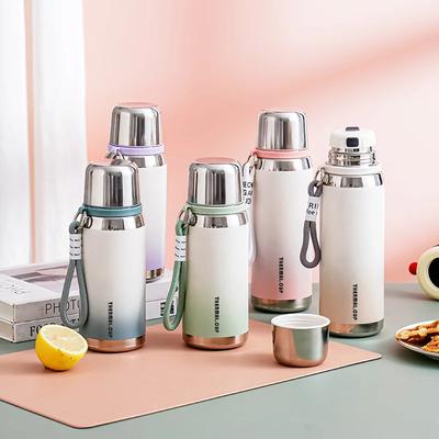 Garrafa térmica de aço inoxidável, garrafa de água de grande capacidade, copo portátil para estudantes, viagens ao ar livre, esportes, fitness, utensílios para bebidas