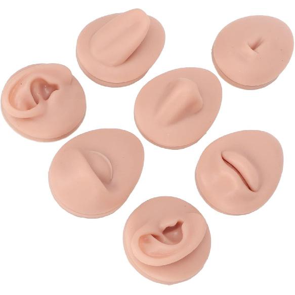 Soft Silicone Flexible Model Body Part Displays Set, Silicone Tongue Mouth Navel Ear Model for Piercing Practice and Jewelry Display Acupuncture