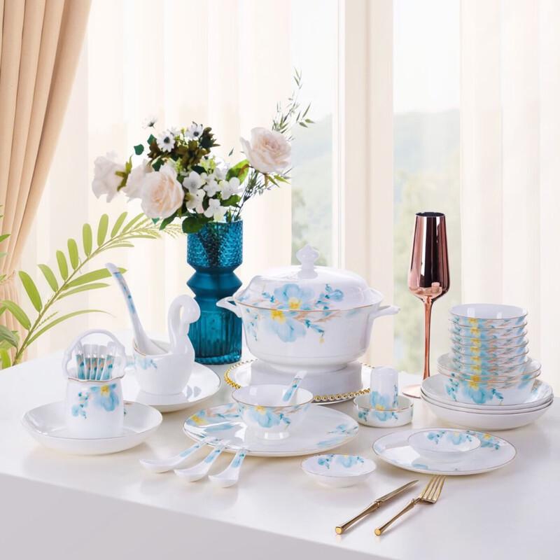Wutuo Green Leaf Bone China Dinnerware Set