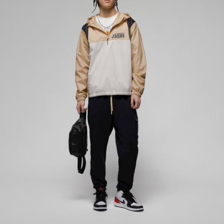 Jordan Color-Block Zip-Up Hooded Breathable Casual Jacket Men Jackets Desert-Yellow DV7601-277