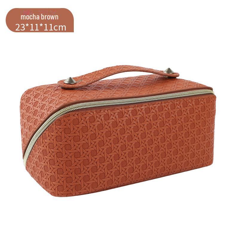 

Косметичка из полиуретана с узором «Птичье гнездо» — большая вместимость, переносная дорожная косметичка с сеткой-разделителем