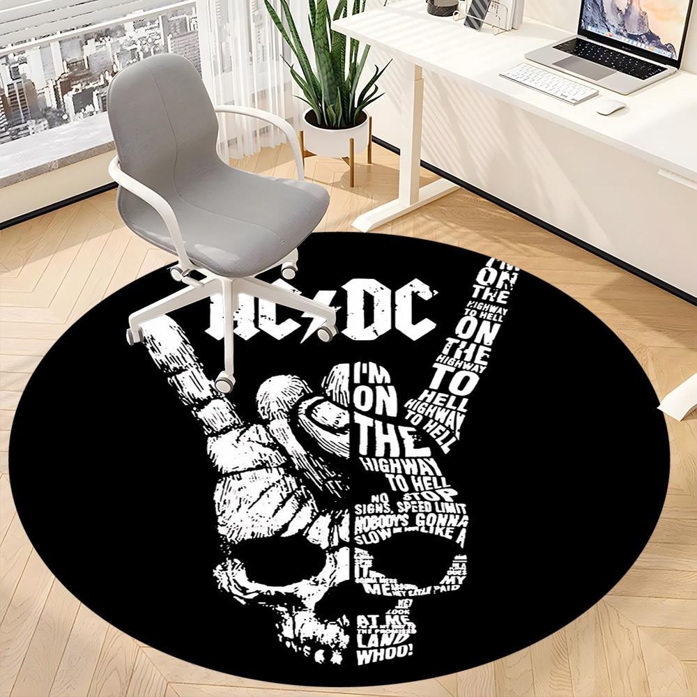 1pc AC/DC Highway to Hell Office Round Area Rug, Under Office Chairs Bedroom Living Room Home Decor  a1022318