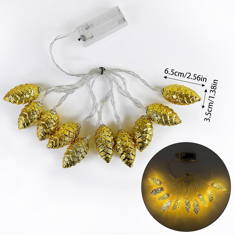 

1,5 м 10 светодиодных гирлянд «Сосновые шишки» Рождественские елочные подвесные украшения Счастливого Рождества Волшебные огни Украшение для дома 2026 Новый год золотой