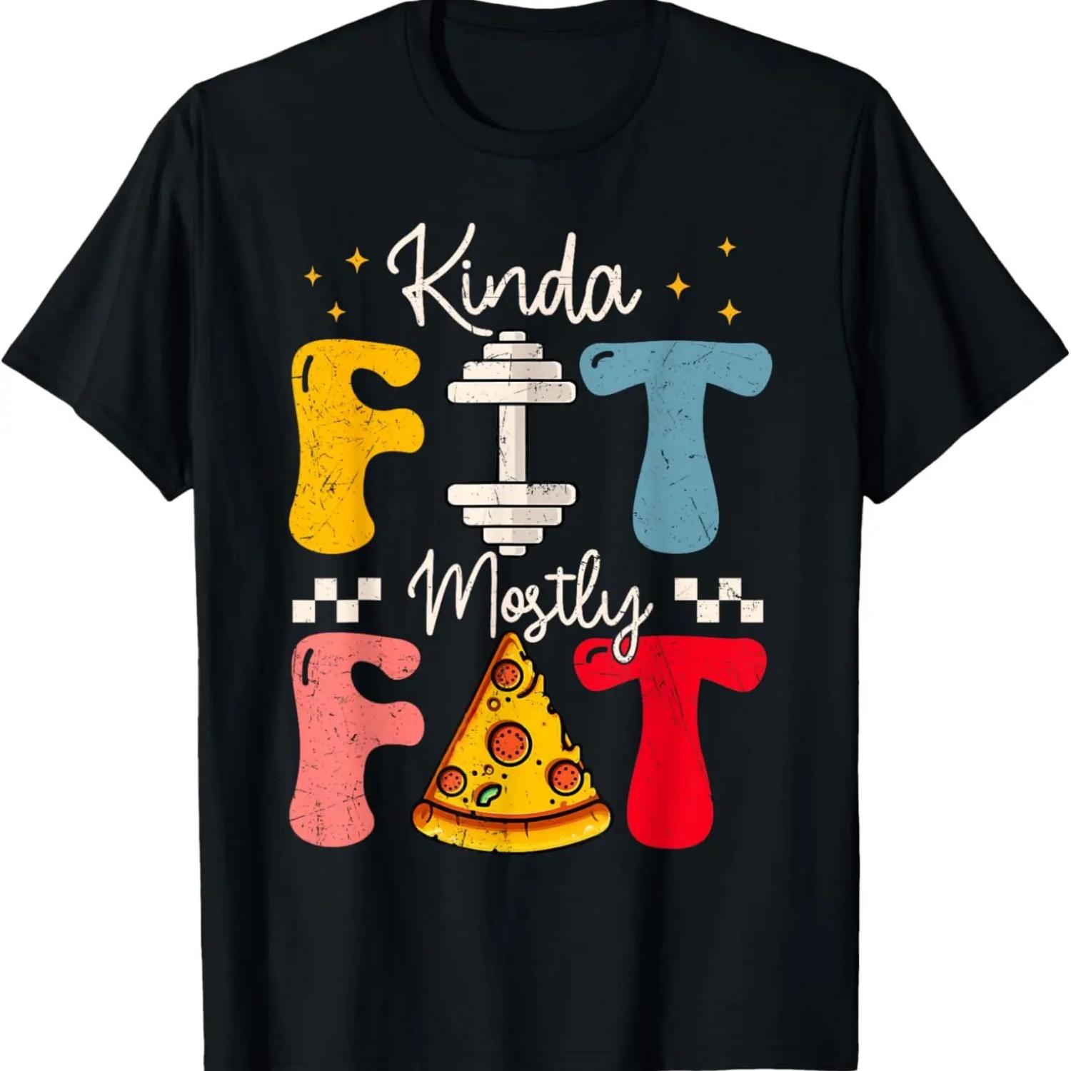 Groovy Kinda Fit Mostly Fat Fitness Funny Workout Men Women T-Shirt S чёрный