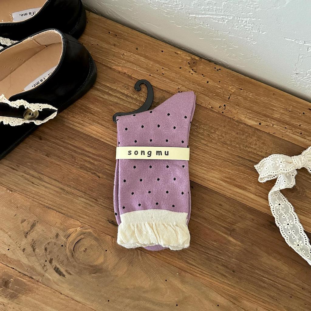 Floral Series Bow Knee-High Women's Mid-Calf Socks - Autumn/Winter Niche Original Scrunch Style