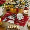 Red Snowman Let It Snow Winter Placemats Set of 4, 12x18 Inch Seasonal Christmas Holiday Table Mats for Party Kitchen Dining Decoration