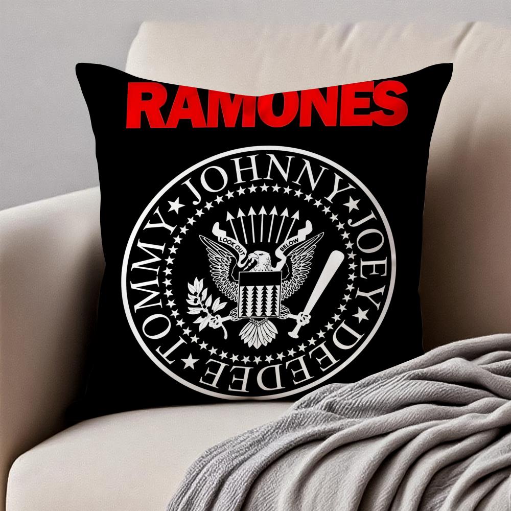 Band Punk RRamones Cushion Cover Pillowcase Antidustmite Invisible Zipper Short Plush Sofa Cushion