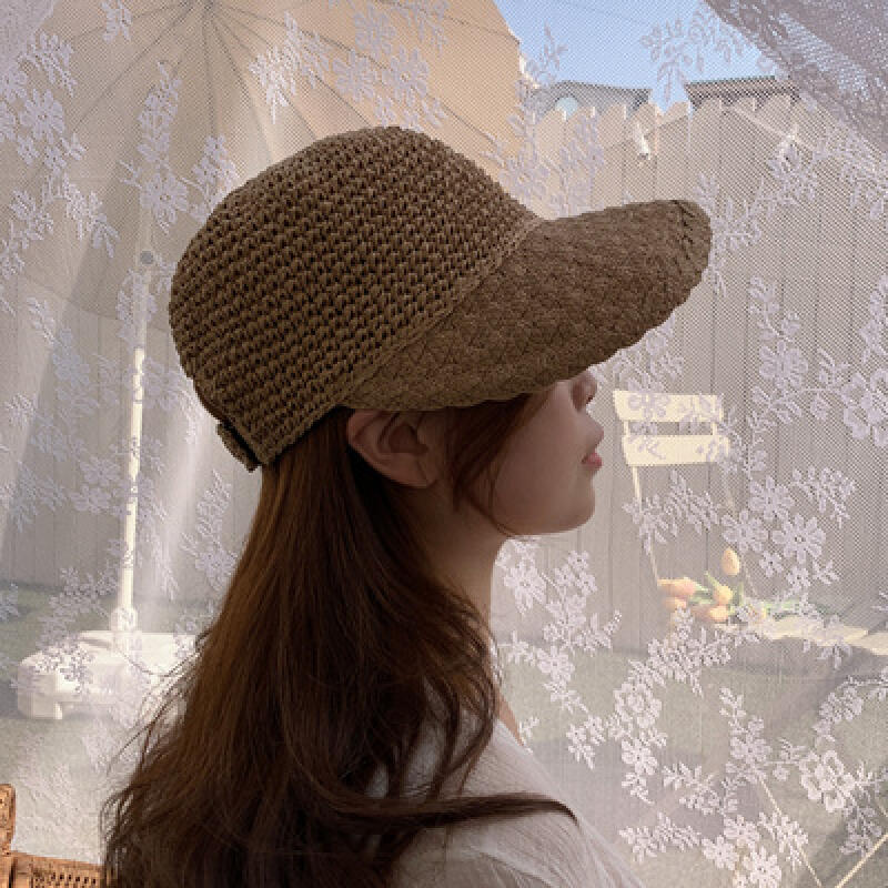 Женская соломенная шляпа-ведро Летняя повседневная кепка-бейсболка beige