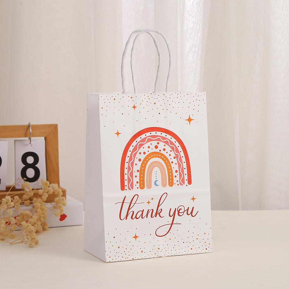 Stobag, Rainbow Thank You Gift Bags, Reusable Kraft Paper Totes for Birthday Parties, Weddings, and Baby Showers, 12/30pcs