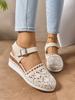 New Women Wedge Heel Espadrilles Closed Toe Slingback Platform Shoes Braided Espadrille Ankle Strap High Heeled Sandals