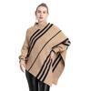 Irregular Striped Semi-Turtleneck Bat Sleeve Pullover Knitted Sweater Cape Female 0950 #