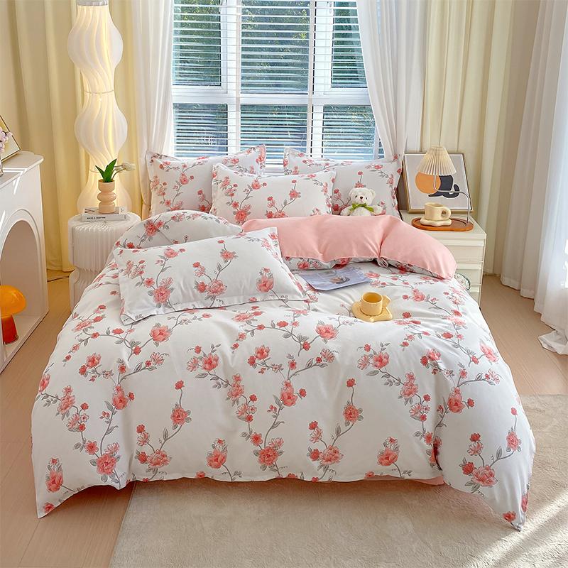 Flower Botanical Duvet Cover Set 3pcs Floral Bedding Set for Kids and Adults Comforter Covers Pillowcases, Washable Home Textil