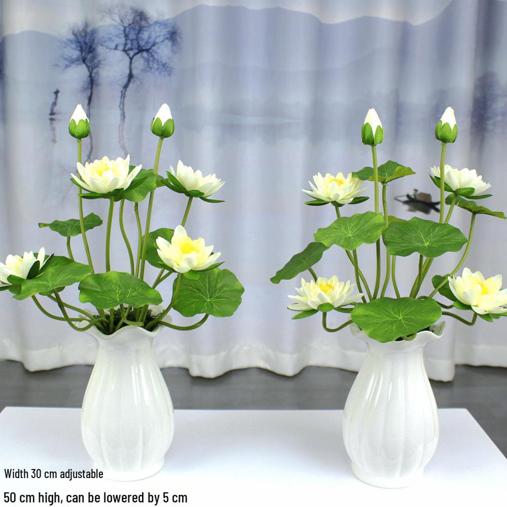 Artificial Lotus Flowers for Buddha Altar, Decorative Silk Bonsai, and Small Guanyin Ornaments