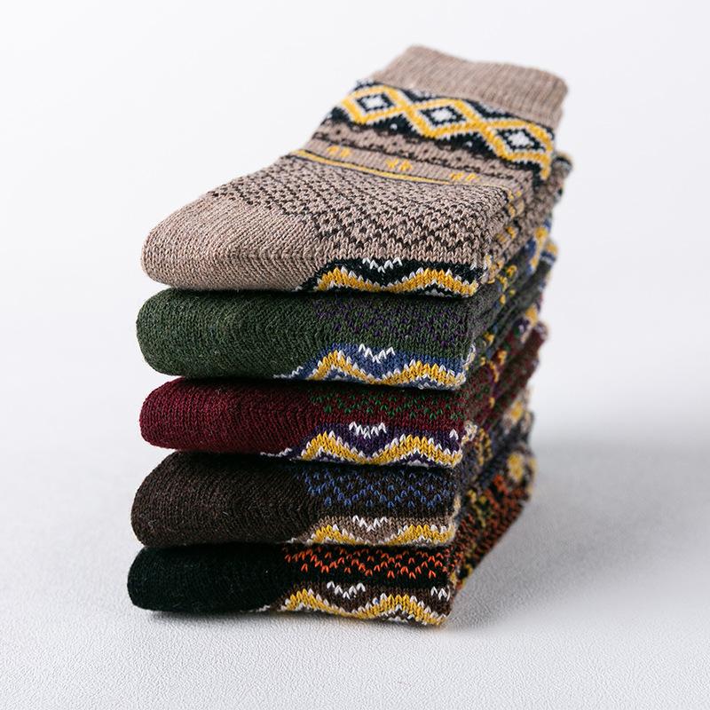 5 Pairs of Winter Socks, Women's Thickened Rabbit Wool Socks, Ethnic Wind Tube Socks, Men's and Women's Socks