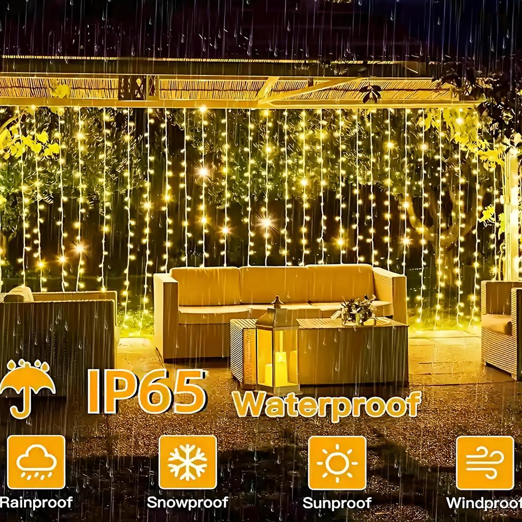 Solar Curtain String Lights 3x3M 300LED Fairy Holiday Decorations Christmas Birthday for Party Garden Home Wedding Decoration