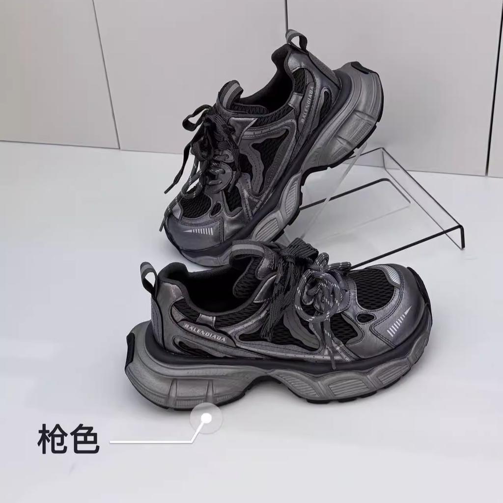 Cowhide version~ thick-soled little monster dad shoes women's 2025 autumn new versatile mesh breathable casual sneakers