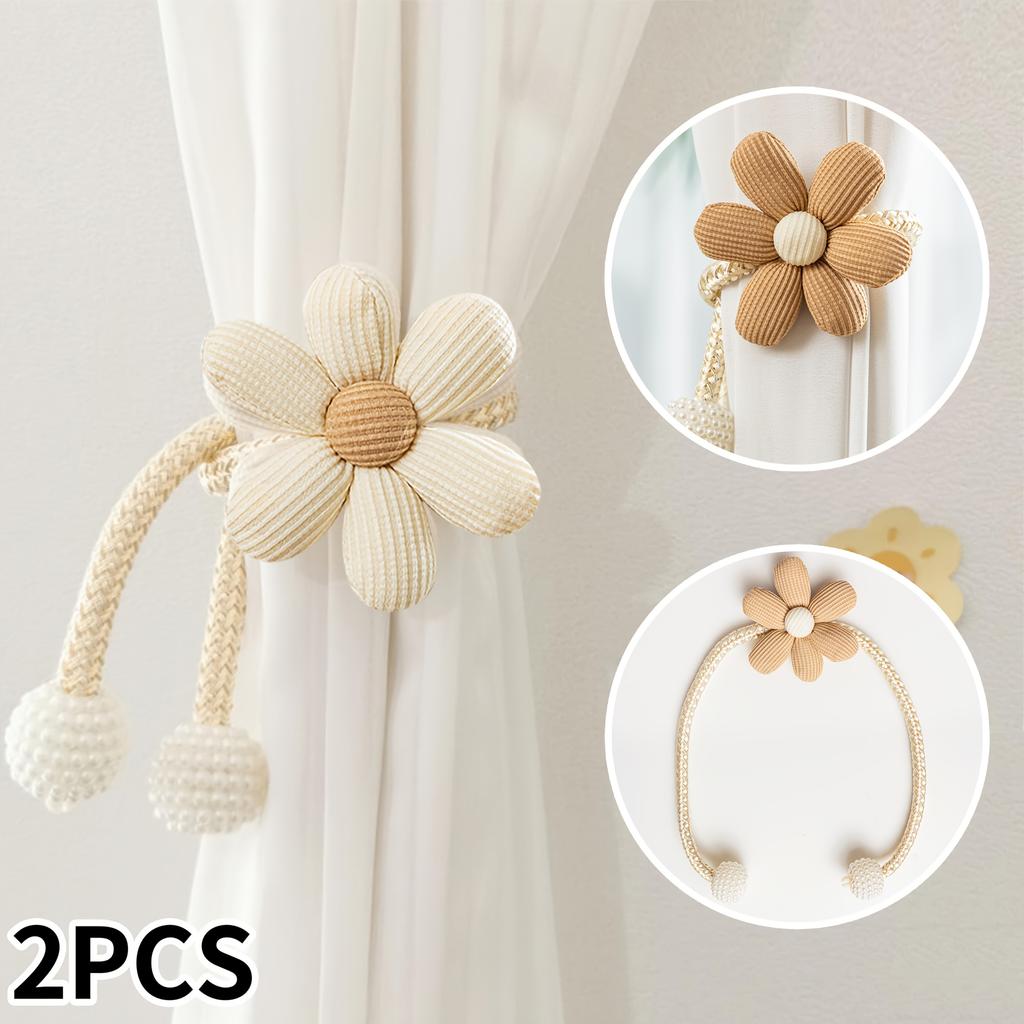 2 STÜCK Vorhanghalter | Boho Blumen Vorhanghalter | Schlichte Elegante Sonnenblumen Vorhanghalter | Boho Schlafzimmerdeko
