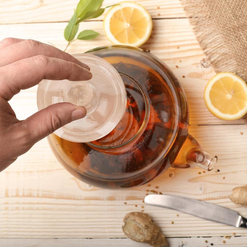 Luxshiny 2pcs Glass Teapot Replacement Lids:Tea Cup Covers, Teapot Covers, Teapot Lid Replacement, Clear Tea Kettle Lids Tea Pot Lids, Glass Teapot