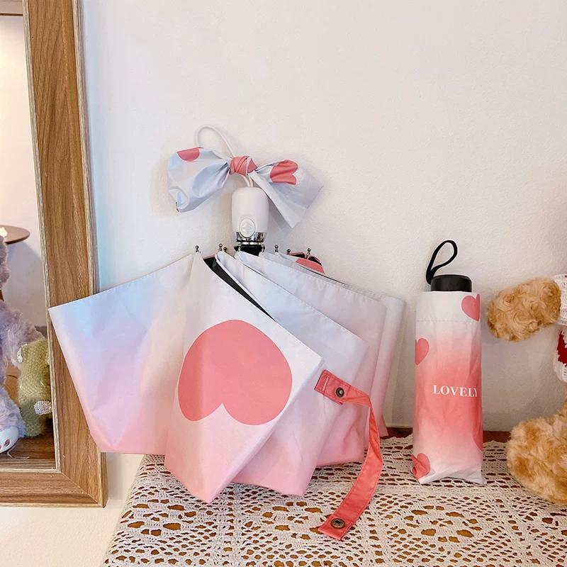 Original Pink Gradient Ins Umbrella Sunny and Rainy Dual-Use Female Automatic Foldable Sun Protection UV Protection Sun Umbrella