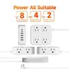 6 USB Ports 8 AC Outlets USB Ports Plug Strip Extender with Cable USB Charging Strip  Phone