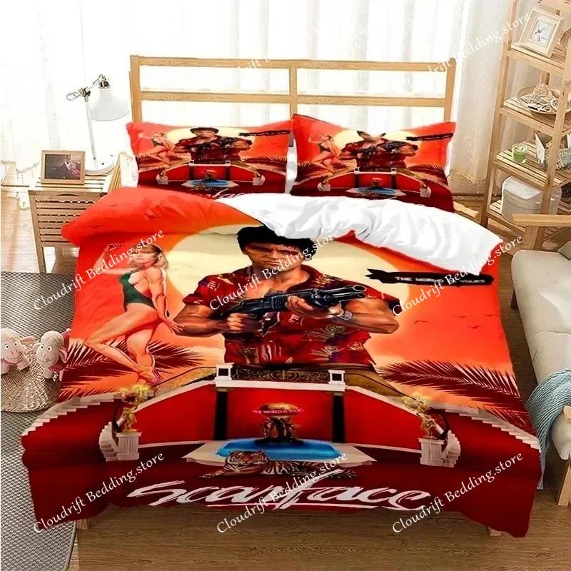 Tony Montana Scarfaces Bedding Set Boys Girls Twin Queen Size Duvet Cover Pillowcase Bed Boys Adult Home Textileextile
