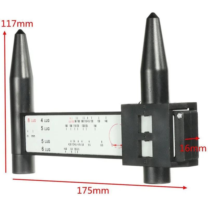 1/2Pcs Wheel Rim Bolt Pattern Hole Distance Measuring Tool Modified Hole Distance Ruler Black PCD Caliper 8LUG Wheels