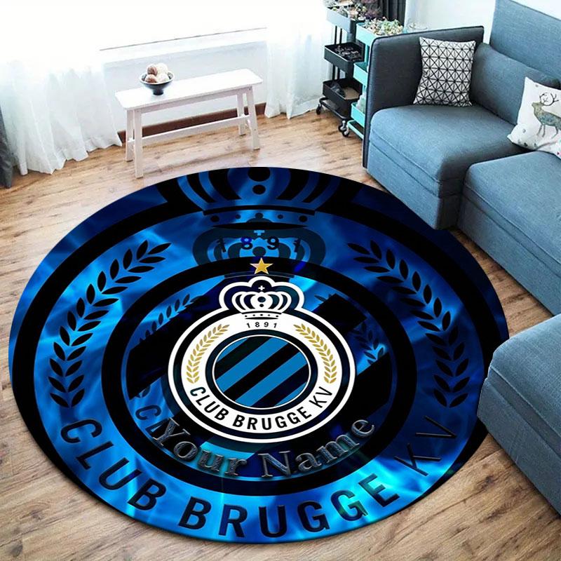 Club Brugge KV Custom Name Round Area Rug,Carpet Rug for Living Room Bedroom Sofa Playroom Decor,Non-slip Floor Mat