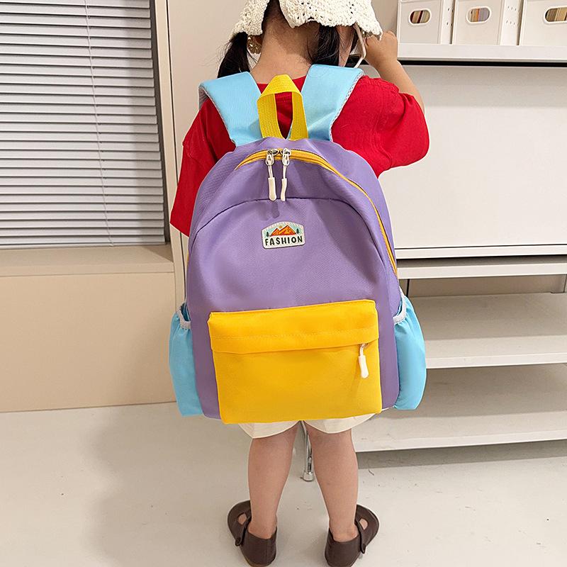 Schoolbag new children's high-value contrasting color foreign style schoolbag kindergarten trend lightweight leisure outdoor waterproof backpack