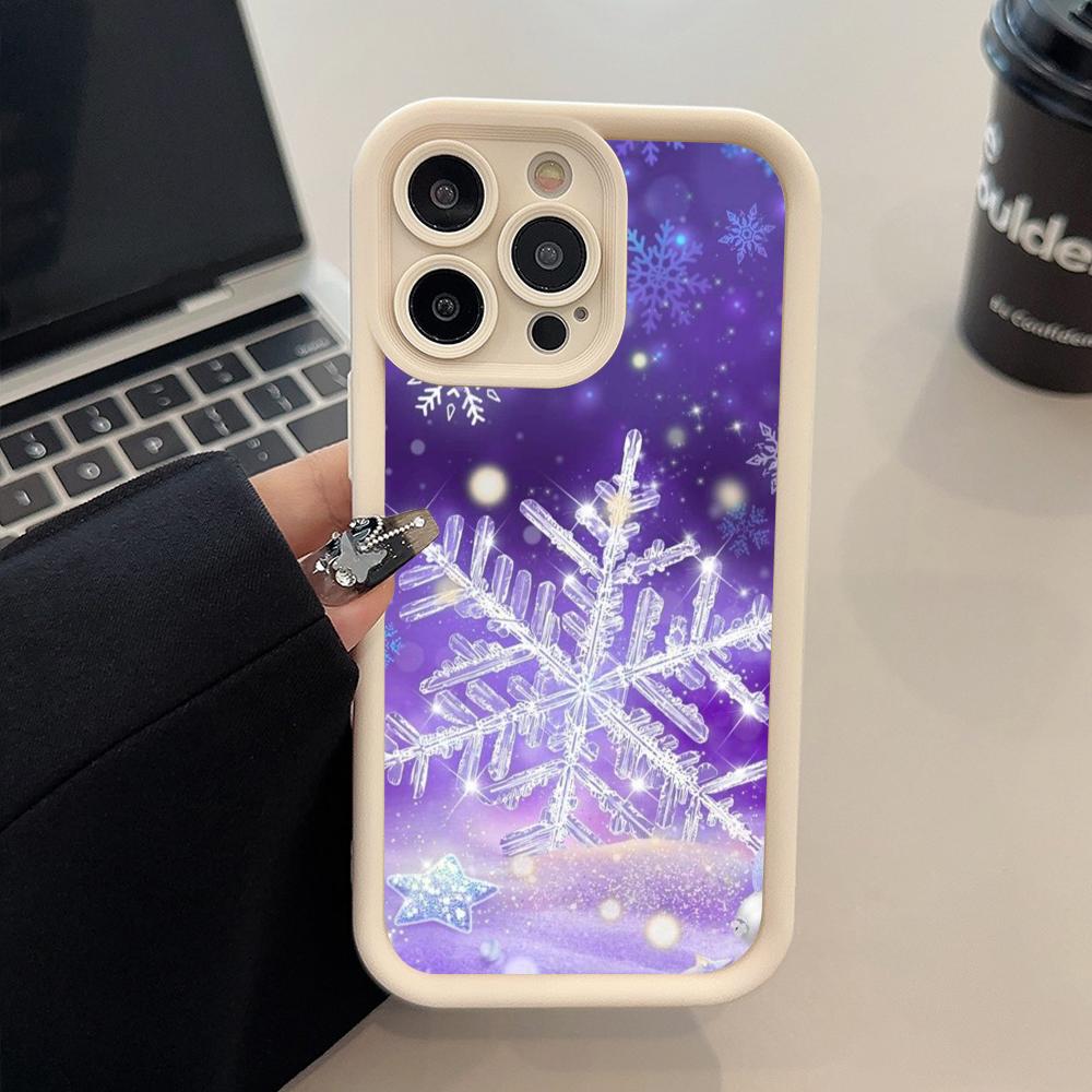 Winter Snowflake Mobile Cell Phone Case for iPhone 17 16 15 14 13 12 11 Air Pro Max Plus Thicken TPU Colorful Cover Luxury Cover