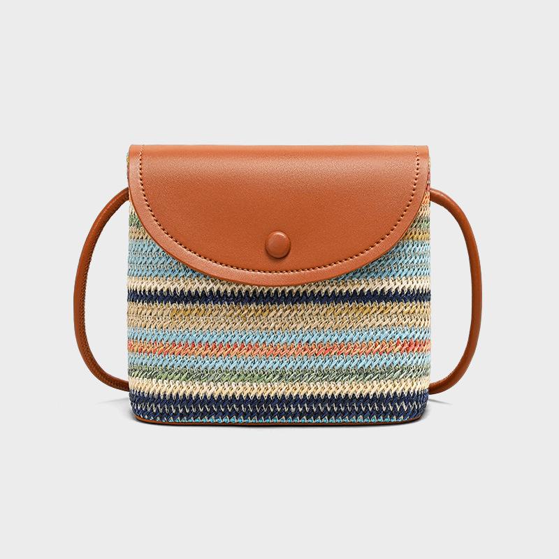Багаж контрастного цвета полосатая сумка-пельмень женская новая сумка для морского отдыха нишевая ручная плетеная сумка-мессенджер