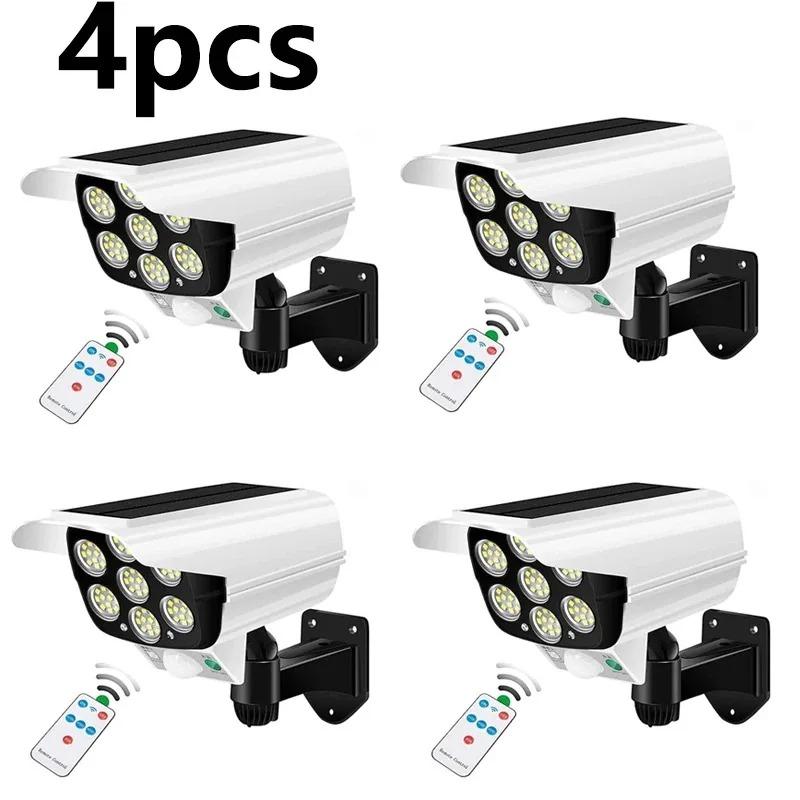 Solar Lights Outdoor With Motion Sensor Remote Controller FloodLights Wireless Dummy Decoy Fake Security Camera for Garden