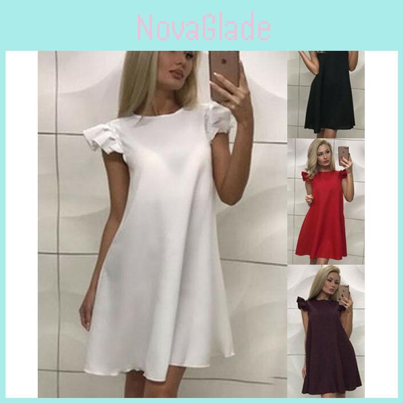 Elegant New Women's Boho Evening Cocktail Party Dress With Exquisite Lotus Leaf Sleeves
