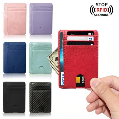 RFID Anti-Demagnetization Card Holder - Unisex PU Multi-Card Slot Sleeve