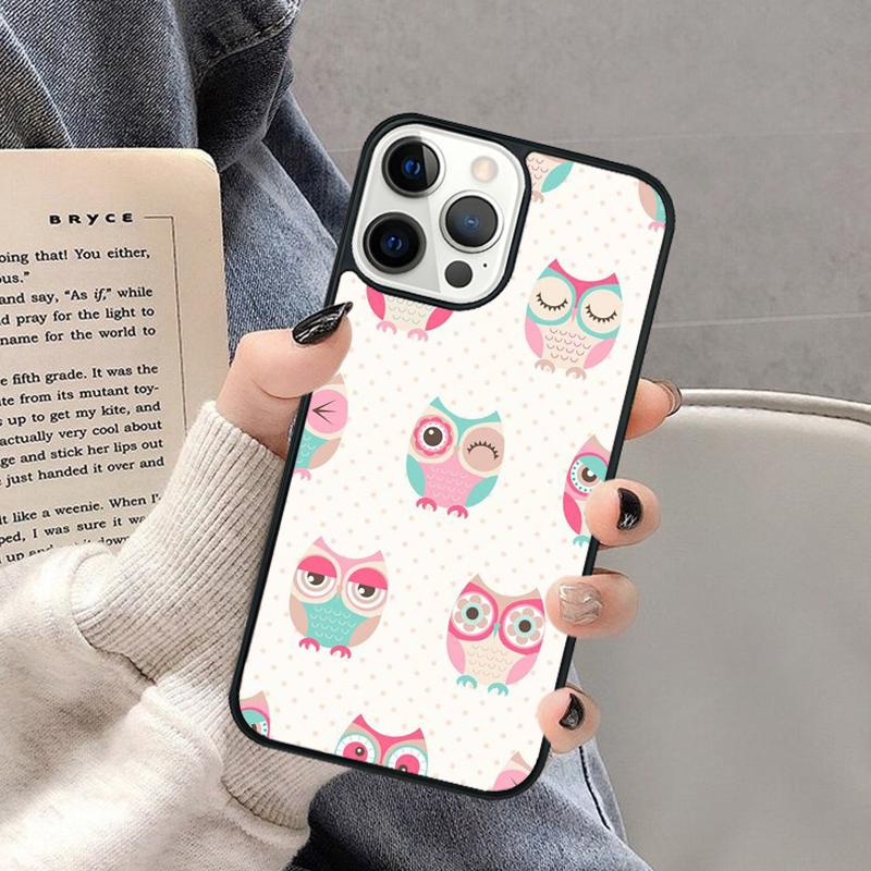 Lovely Owl Animal Diy Colorful Phone Case for iPhone 17 Air 16 16e 15 Plus for Apple 13 11 12 14 Pro Max Cover Coque