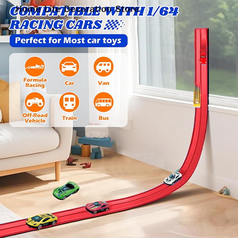 Net Bag/Box 13Ft/16.3Ft Flexible Track Toy & Mini Car DIY Competitive Rail Vehicle Game Educational Gift for Children Christmas