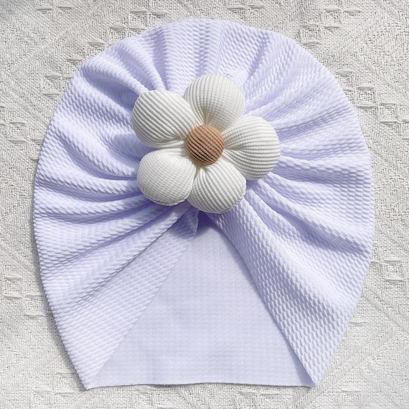 Nursery Hospital Turban Hat for 0-2 Years Baby Girls Infants Baby Beanie Cap Headwrap with Big Flower Soft Bonnet Cap