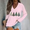 Top Blusa Casual da Donna con Stampa Grafica Natalizia a Manica Lunga con Scollo a O
