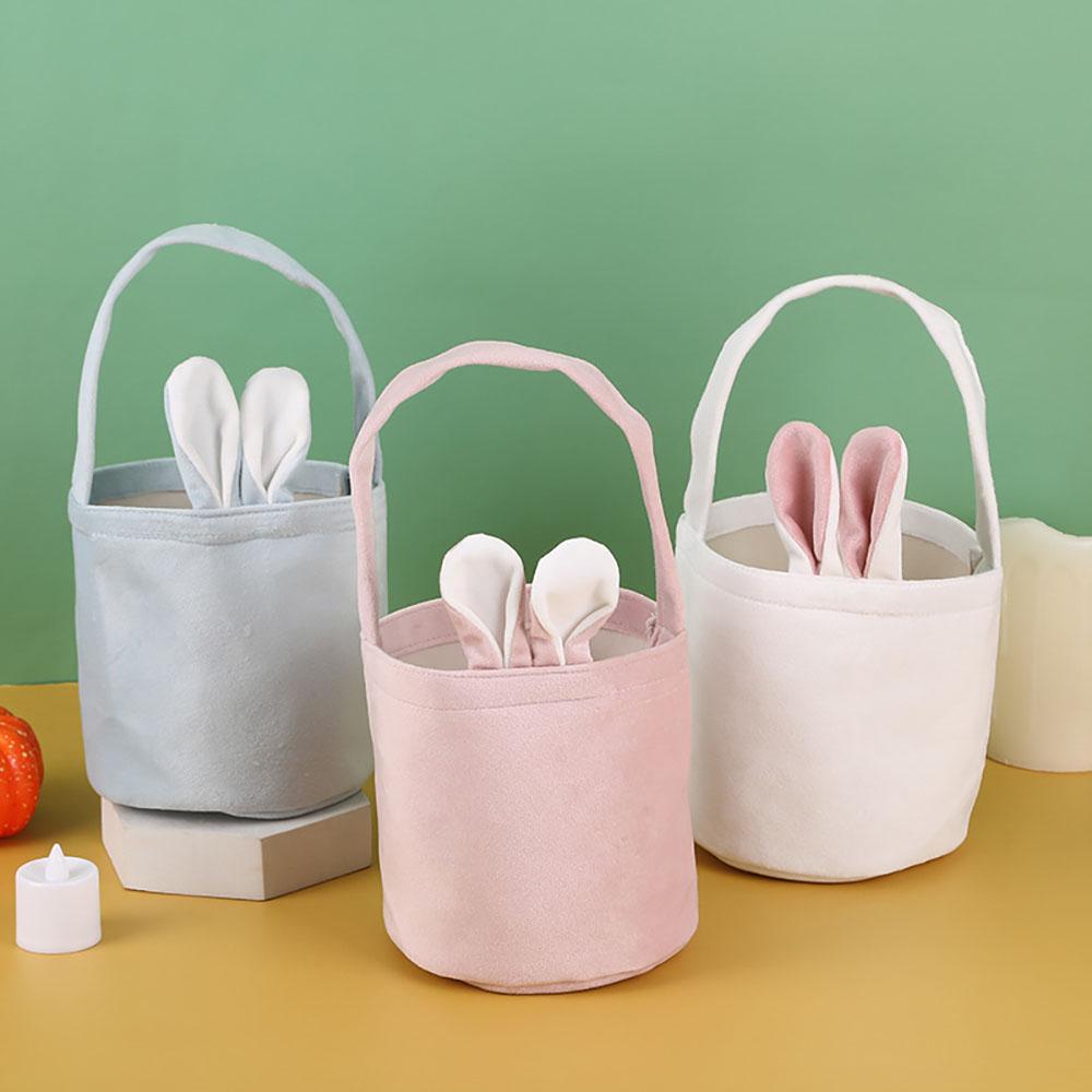 1Pc Easter Bunny Ear Basket Colorful Rabbit Ears Egg Hunting Bag Kid Candy bag Treat Gift Storage Easter Party Decoration Supply