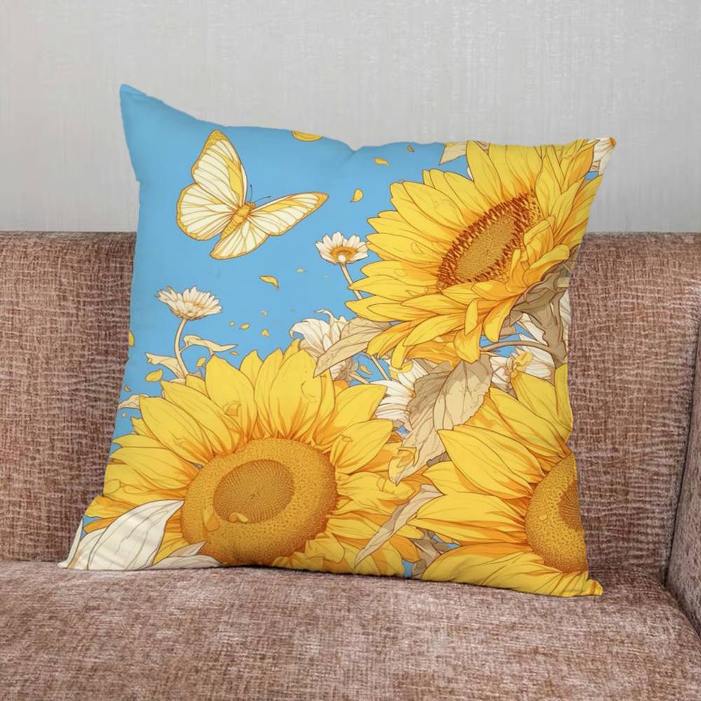 Sunflower Pillow Case Pillowcase Home Sofa Cushions Car Cushions Pillowcover Office Pillowshell Pillow