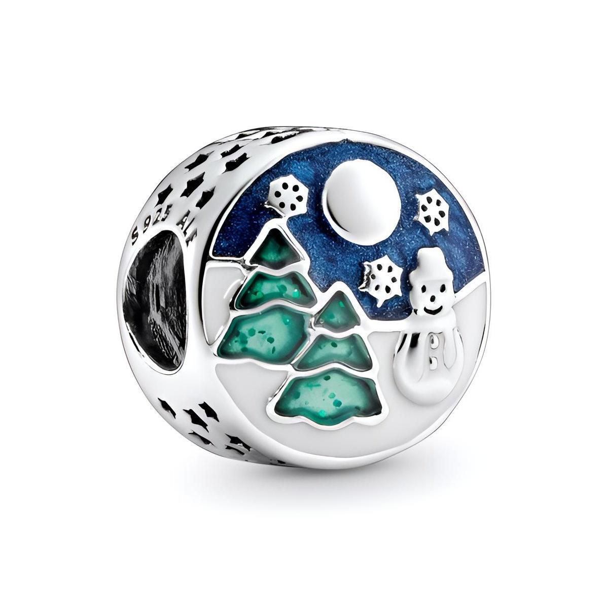 Pandora Snowy Wonderland Charm Unisex Charm 796384ENMX Silver/Green/Blue,F
