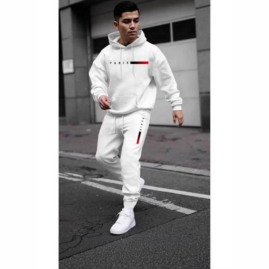 2025 Men's Pullover Hoodie and Jogger Set with Printed Logo