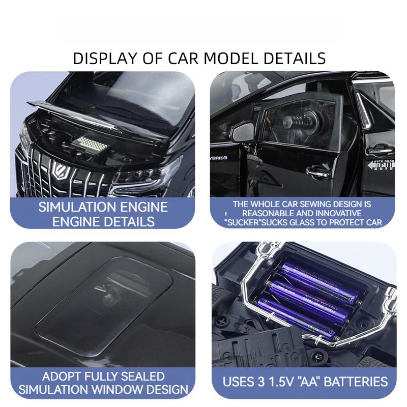 1/18 Scale Toyota Alphard MPV Large Size Alloy Car Model Diecast Metal Toy Vehicles Car Model Simulation Sound and Light Children Gift