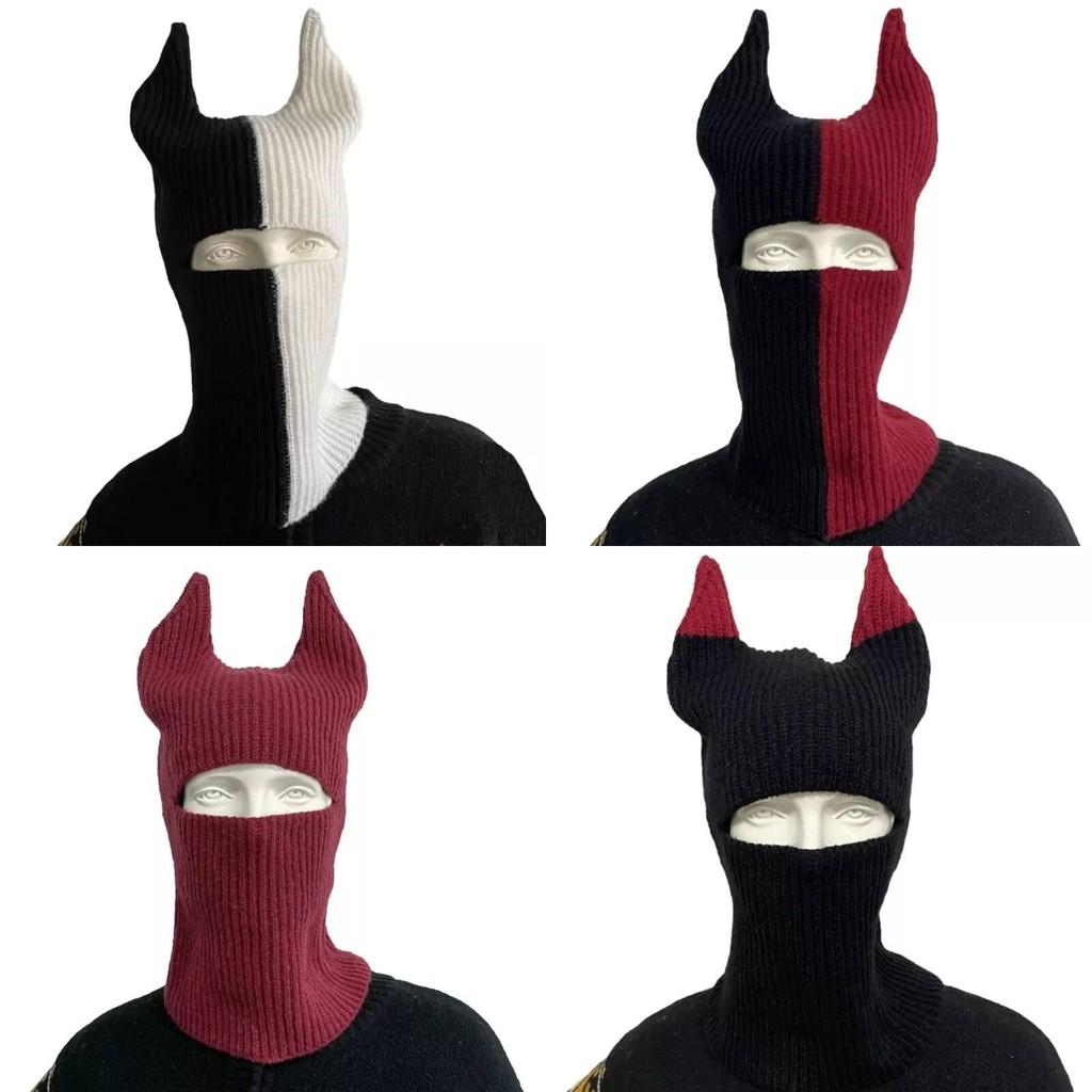Cozy And Stylish Knitted Beanie Hat With Horns For Halloween Fun And Winter Warmth