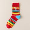 Sweat-absorbent Women Socks Striped Printed New Year Cotton Socks Tube Socks  Spring Festival