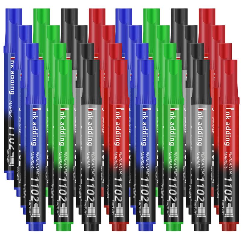 3-100 Pcs/Set Permanent Marker Pen Fine Point Waterproof Ink Thin Nib Crude Nib Black Blue Red Ink 2-3mm Fine Color Marker Pens