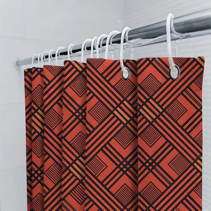 Modern Red Pattern Shower Curtain Waterproof Decorative Bathtub Liner For Bathroom Accessories Red 80 X 126 (Set Includes Shower