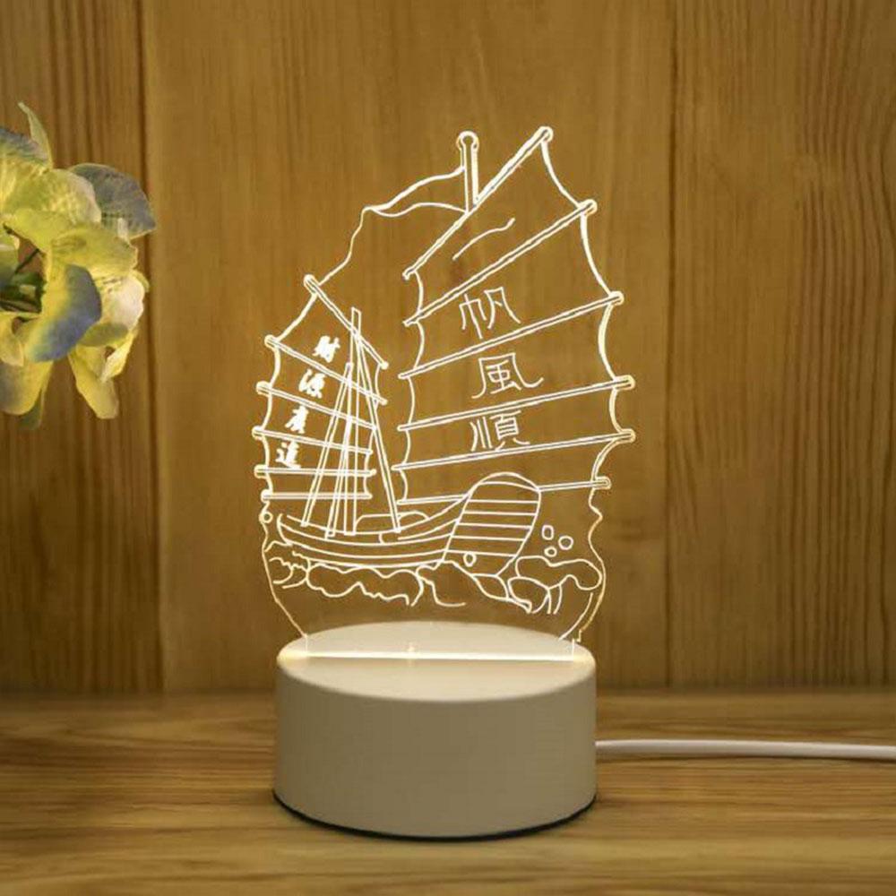 3D Acrylic USB Night Light String Christmas New Year Home Decoration Children's Gift Holiday Warm Smart Lamp Bedside